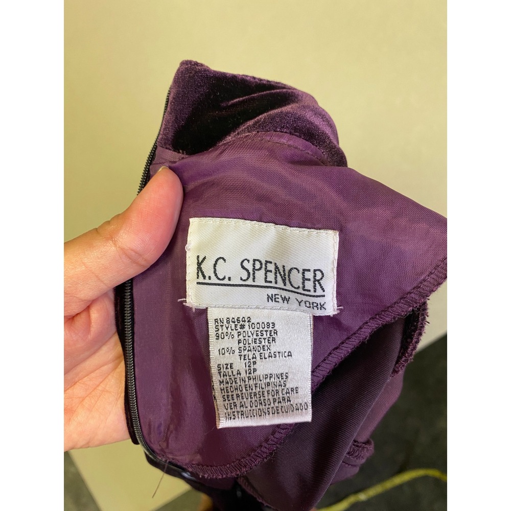 KC Spencer New York Vintage Purple Velvet Mandarin Collar Maxi Dress 12P 100093 - Picture 8 of 8